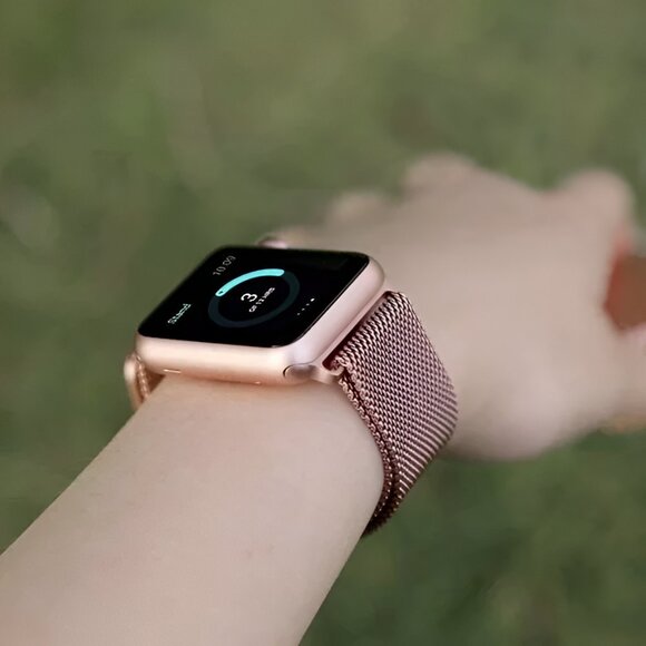 Apple Watch Band Adjustable Milanese Stylish Strap Pink Stainless Band - Picture 1 of 7
